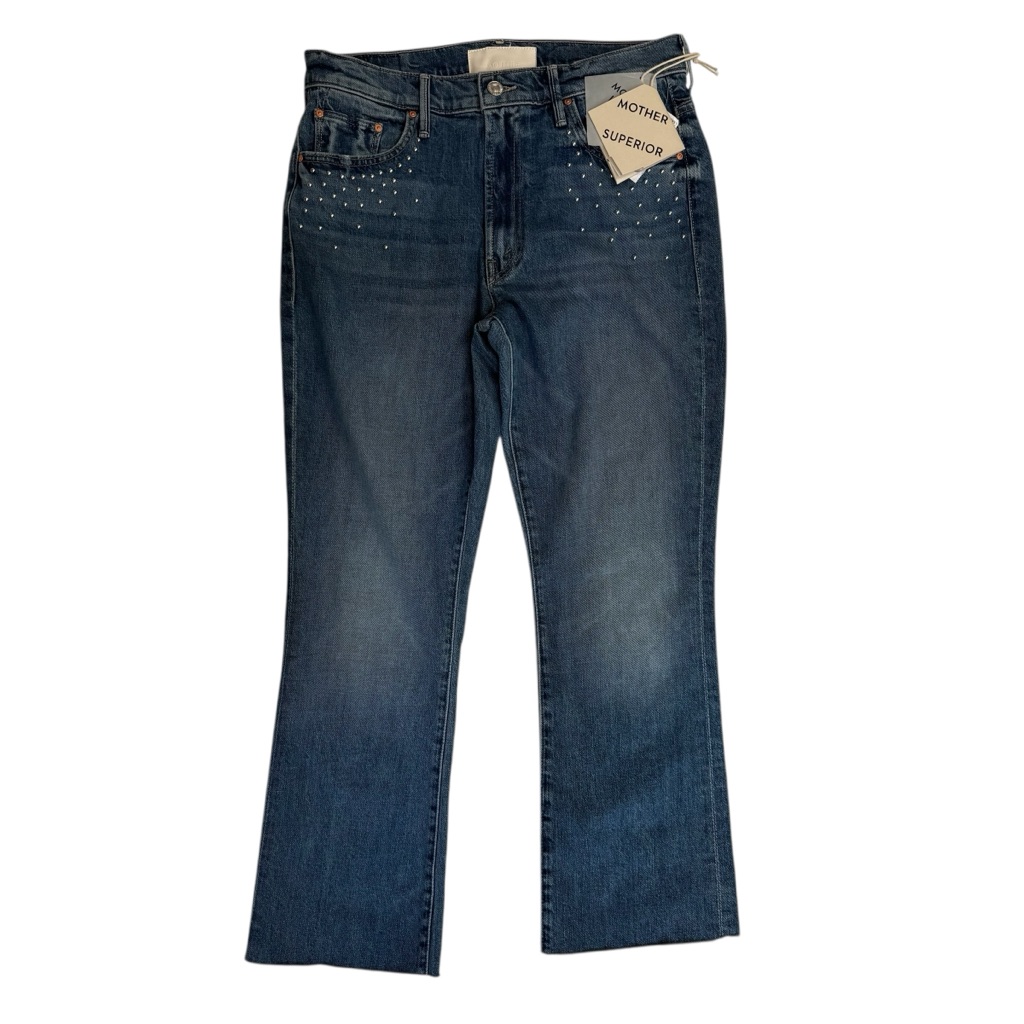 Nwt Mother The Insider Flood In Metal Magic Studded Ankle Crop Bootcut Jeans 30